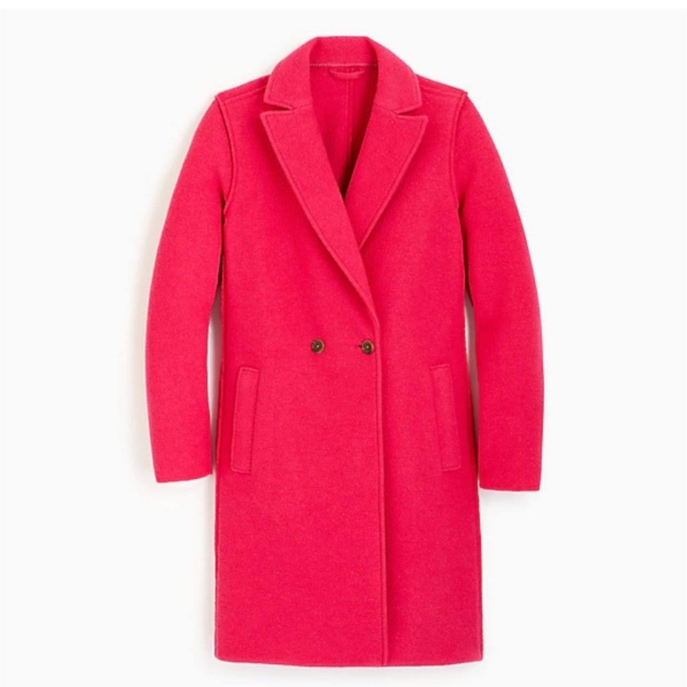 J.Crew Daphne topcoat in Italian boiled wool - size 2 tall - bright rose (pink) - Picture 1 of 6